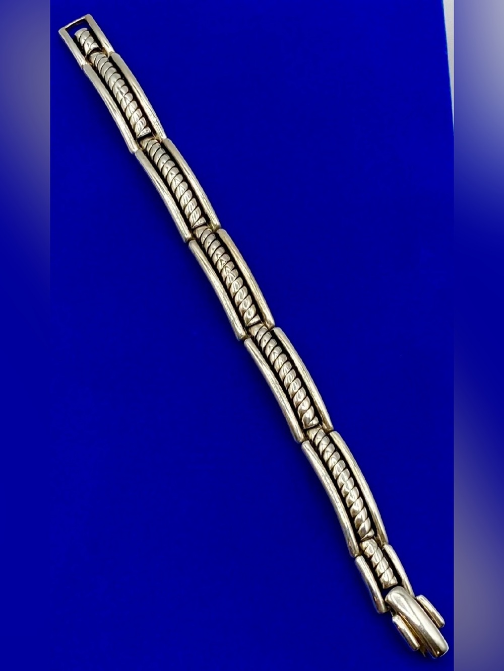 Sterling Silver Vintage Twisted Panel Link Bracelet